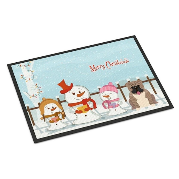 Carolines Treasures Merry Christmas Carolers English Bulldog Grey Brindle Indoor or Outdoor Mat, 18 x 0.25 x 27 in. BB2457MAT - main